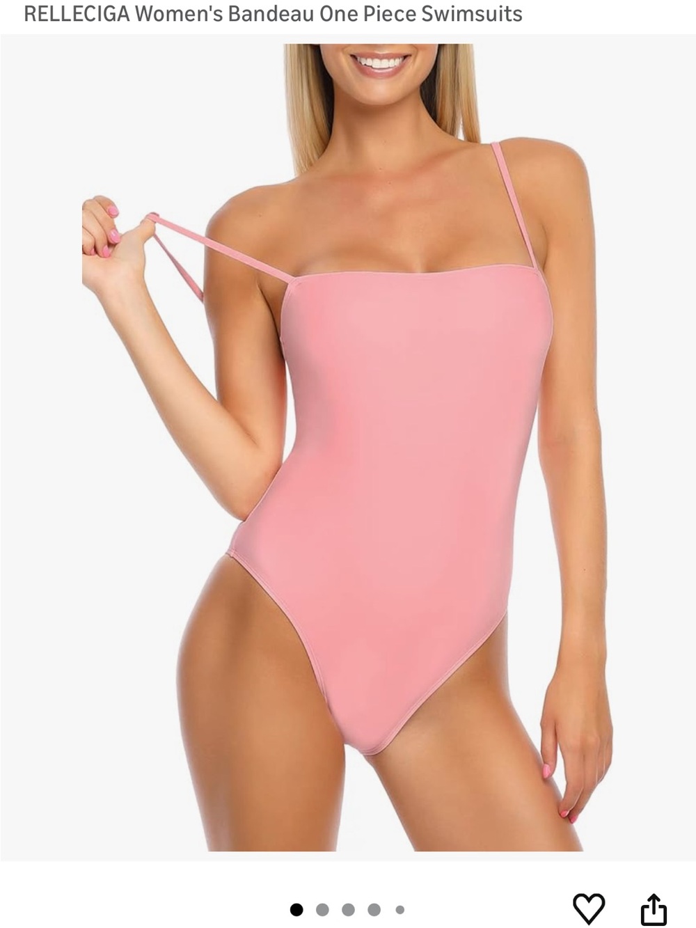 RELLECIGA Pastel Pink Bandeau One-Piece Swimsuit